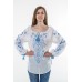 Boho Style Ukrainian Embroidered Folk  Blouse "Magic Herbs" blue on white